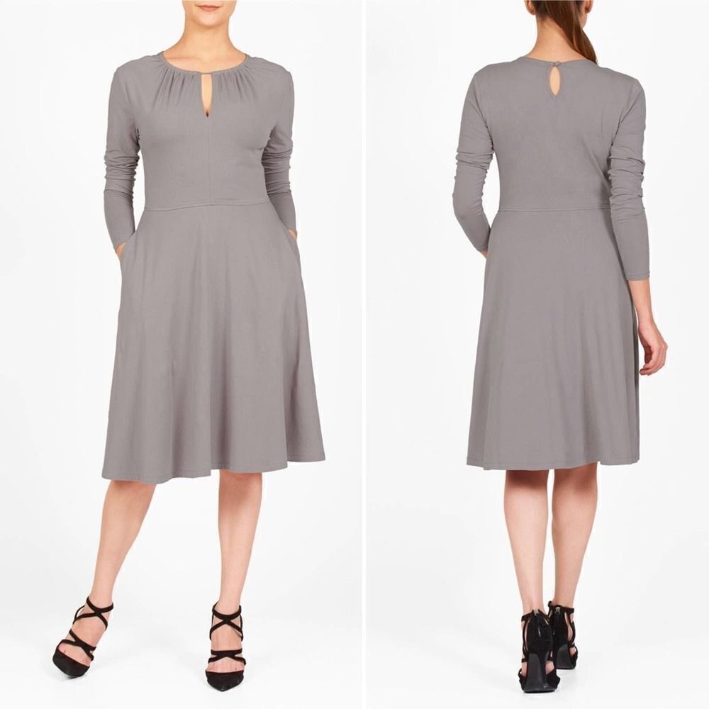 EShakti Keyhole Neck Cotton Knit Dress